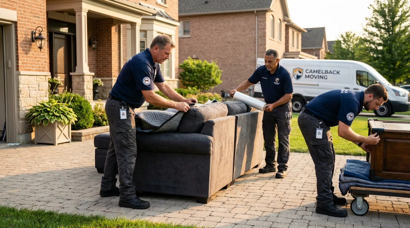 Large estate moving crew wrapping furniture in Sussex, NJ