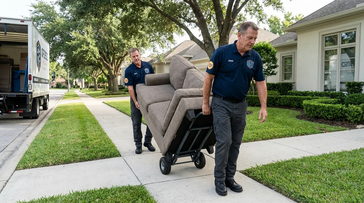 Local residential moving crew loading furniture in Sussex, NJ