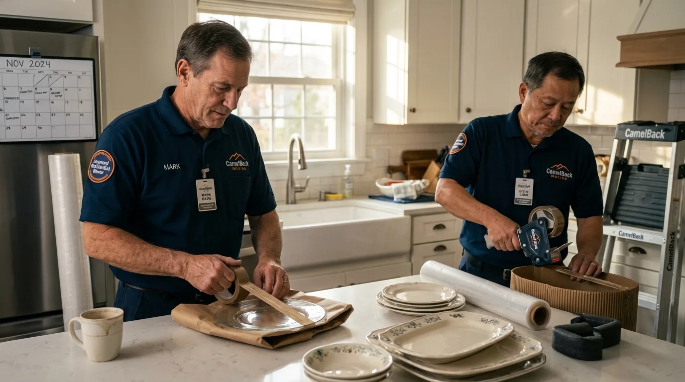 Professional crew packing kitchen dishware in Sussex, NJ