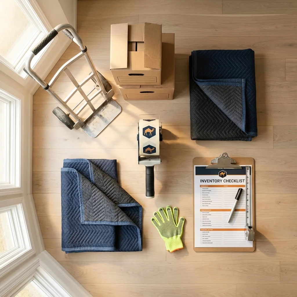 Professional moving supplies and packing materials layout for Sussex residential relocations